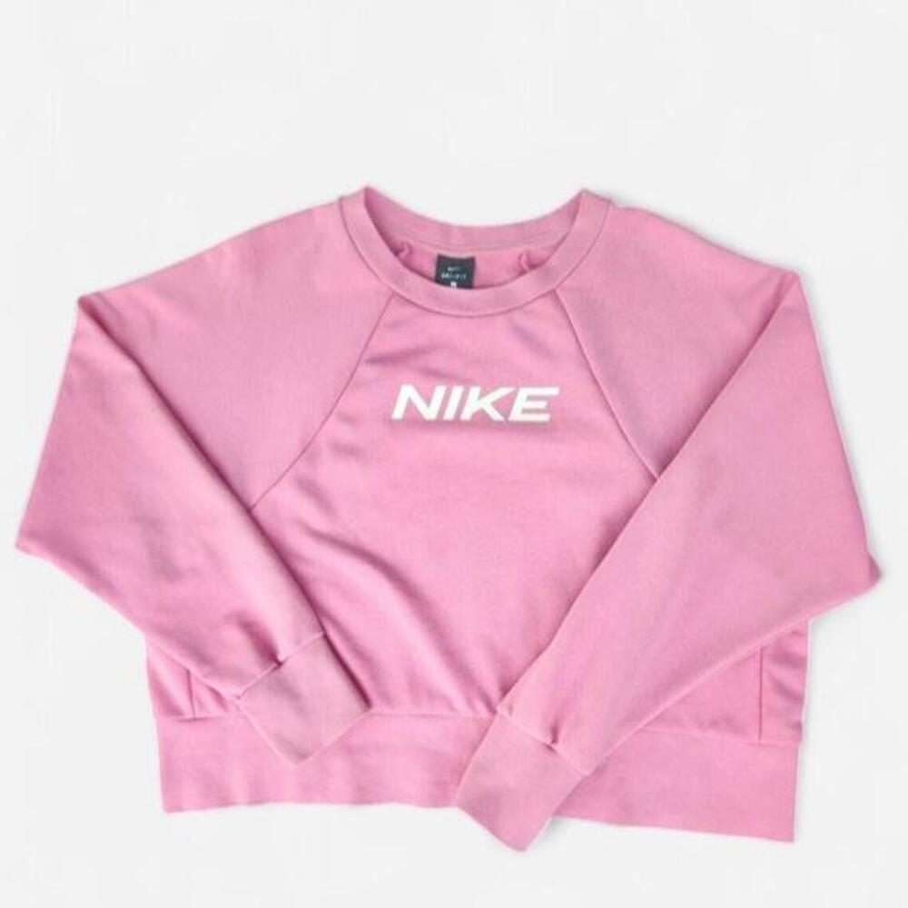 Pink Nike cropped sweatshirt in a L